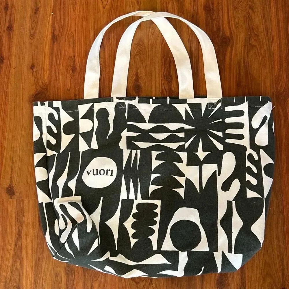 Vuori limited edition canvas tote bag with a custom print by Chicago-based artis
